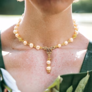 Pink Pearl Drop Choker: Renaissance Style Freshwater Pearl Necklace