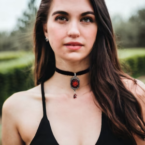Red Rose Velvet Choker: Gothic Victorian Pendant Necklace