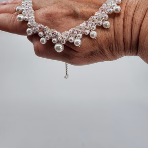 Victorian Pearl and Crystal Choker: Elegant Bridal Necklace Set